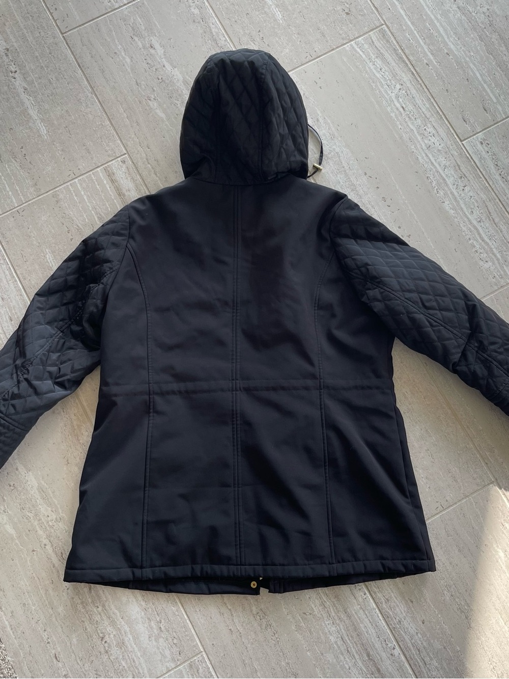 Michael Kors Women's Black Quilted Hooded Utility Jacket Gold Hardware Size XL - Picture 9 of 9
